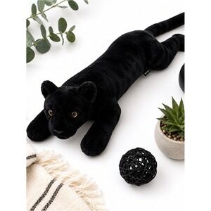 FAO Schwarz Large Black Panther Plush Stuffed Animal 24 Inch Jungle Cat in EUC